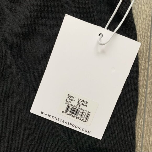 Revolve One Teaspoon Sweater Merino Wool Deep V Wrap Surplice neckline Black XS - Picture 11 of 13